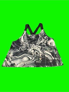 Nike Black & White/ Rainbow Marble-Print Racerback Crop Top
